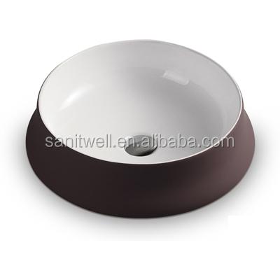 China Beautiful Easy Clean High Quality Round Shaped Ceramic Art Basin For Bathroom Use for sale