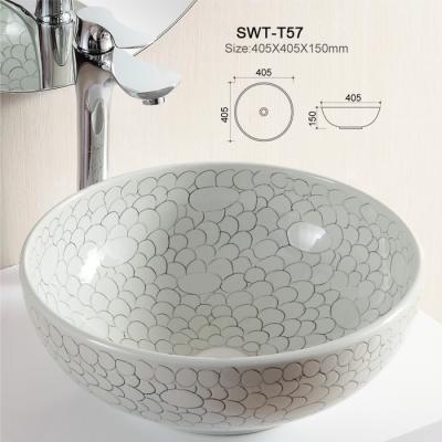 China Ceramic Hand Sink Easy Clean Countertop Art Wash Basin for Bathroom Furniture for sale