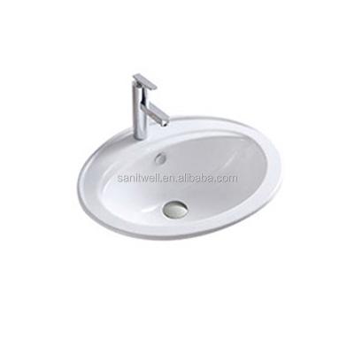 China Smooth White Small Size Ceramic Countertop Bathroom Sink for sale