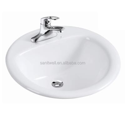 China Modern Traditional Round Toilet 2 Hole Undermount Drop Ceramic Vanity Sink for sale