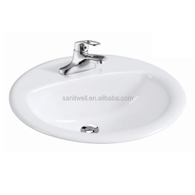 China Sleek White Oval Undermount Vanity Washbasin Or Drop In Lavatory for sale