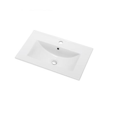 China Modern Bathroom Sinks White Ceramic Rectangle Feather Edge Sink Basin Slim Edge Bathroom Sink for sale