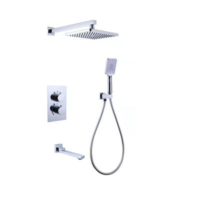 China Built-in Sliding Bar Bathroom Gold Shower Kit Wall Rainless Shower Set Three Way Concealed Shower Mixer for sale