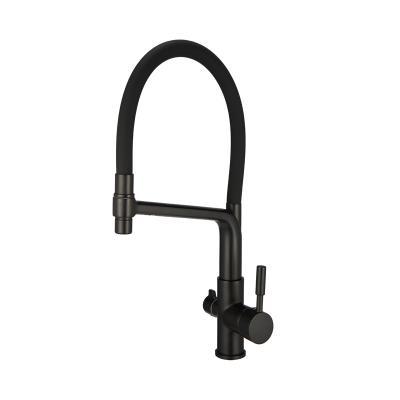 China Pull Out Luxury 360 Spray Rotation Matte Black Hot Cold Kitchen Taps Mixer With Water Purifier 2 Function Pull Down Sink Kitchen Faucets for sale