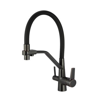 China Pull Out High Quality 3 Way Spray Black Kitchen Faucet Oil Rubbed Pull Down Water Tap With Sprayer Kitchen Faucets for sale