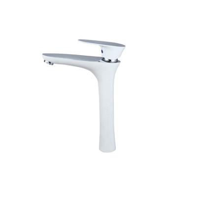 China Without Slide Bar White Color Arc High Luxury Basin Taps Waterfall Basin Faucets for sale