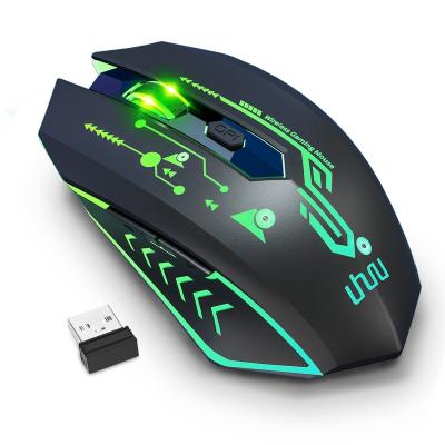 China Factory direct sales of Uhuru RGB gaming mouse WM-02Z black black fashionable rechargeable wireless handheld mouse for sale