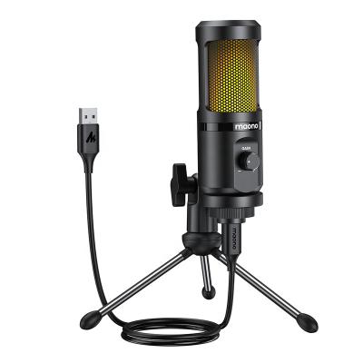 China USB Microphone MAONO Streaming Game RGB Microphone Mic Desktop Recording Microphone Studio Condenser Microphone for sale