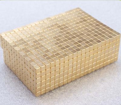 China Industrial Neodymium Cube Magnet Gold Coated Magnet for sale