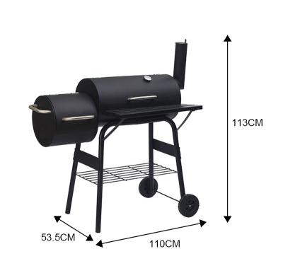 China Large ODM/OEM Region Cast Iron Easily Assembled Outdoor Portable Camping Pellet Char-Grill Smokeless Smoker Barrel Barbecue Charcoal Grill for sale