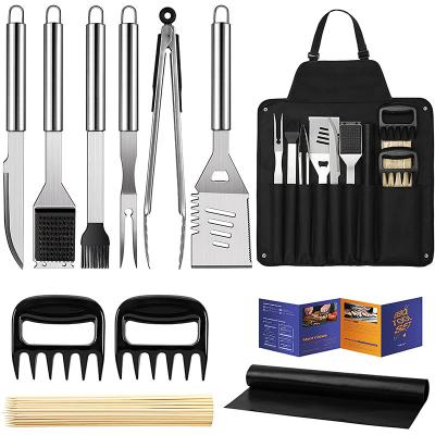 China High Quality Cheap 16 Inches Easily Cleaned Stainless Steel BBQ Tool Kit With Storage Apron Gift Kit For Backyard Camping BBQ for sale