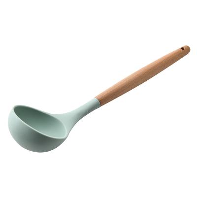 China Silicone Food Rice Scoop Spoon Dustproof Rice Paddle Cooking Spatula Shovel with Wooden Handle for sale