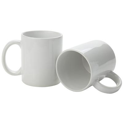 China Wholesale Custom Mugs Stocked Logo Water Blank Ceramic Sublimation Handle White Plain Porcelain Promotional Mug for sale