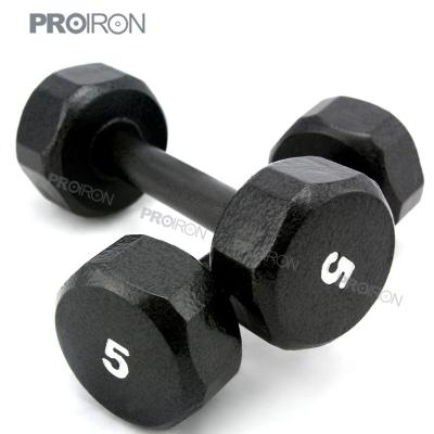 China Bodybuilding PROIRON Manufacture Black Hex Cast Dumbbell Set for sale