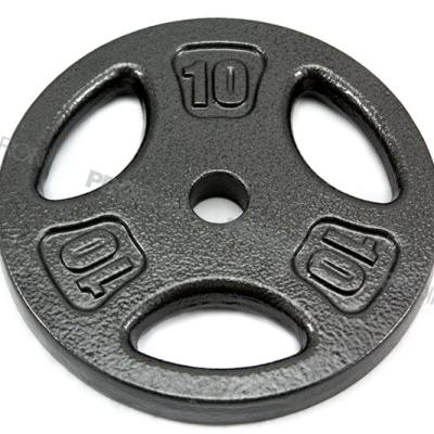 China Durable 10LB Flat / Standard 1 Inch Hole Black Cast Iron Weight Discs for sale