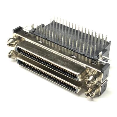 China Right Angle Computer SCSI VHDCI 68 Pin Female Dual Connector pitch=0.8mm DIP Type for sale