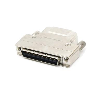 China Computer Male SCSI MDR 50Pin HPCN 50P Cable Connector With Metal Hood Solder Type for sale