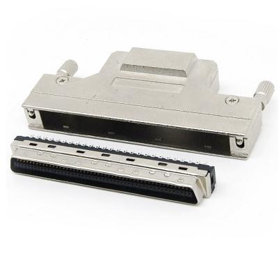 China Computer SCSI MDR 100Pin Connector HPCN scsi 100Pin Male Cable Connector With Metal Hood Solder Type for sale