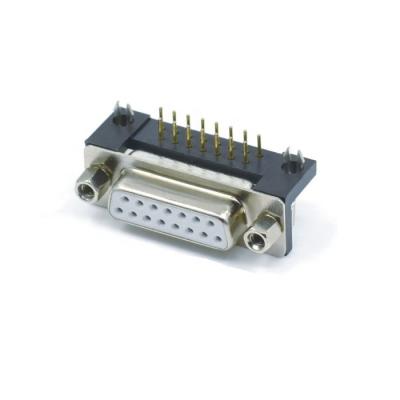 China Computer D-SUB 15 Pin Female Connector DB 15pin DIP Type R/A For PCB for sale