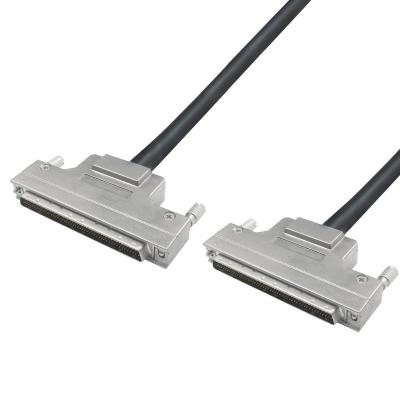 China Electronic SCSI DB 100 Pin Cable HPDB 100P Male To Male Cable With Metal Cover 1M For PLC for sale