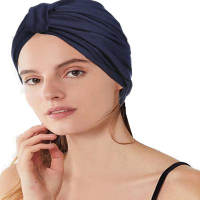 China all-match design hot sale all-match knitted printable fabric solid color muslim hat oblique indian yoga hat for sale