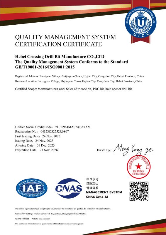  - Hebei Crossing Drill Bit Manufacture Co.,LTD