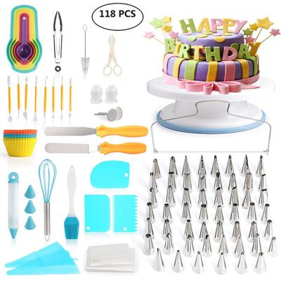 China 2021 Stainless Steel Workable Tips For Kid Cupcake Icing Cake Spinner Holder Cake Turntable Cake Tools for sale