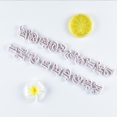 China English Letter 4pcs Biscuit Press Mold Viable DIY Cutting Mold Utensils Fondant Cookies Digital Press Baking Mold for sale