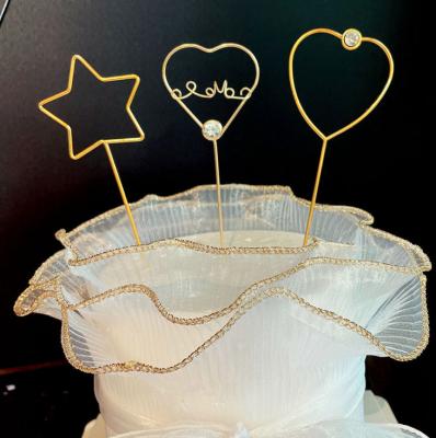 China NEW Stored Valentine's Day Cake Topper Wrought Iron Love Baking Moon Stars Acrylic Cake Topper For Cake Decoration for sale