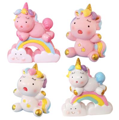 China CIS Rainbow Unicorn Resin Crafts Stocked Cake Ornaments Amazing Mermaid Balloon Rainbow Cake Decorating Toys For Cake Decorating for sale