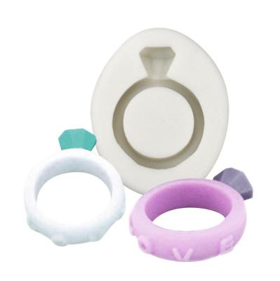 China Ring Mold Plaster Mold DIY 3D Diamond Ring Silicone Mold Valentine's Day Love Fondant Epoxy Mold Viable For Making Cake for sale