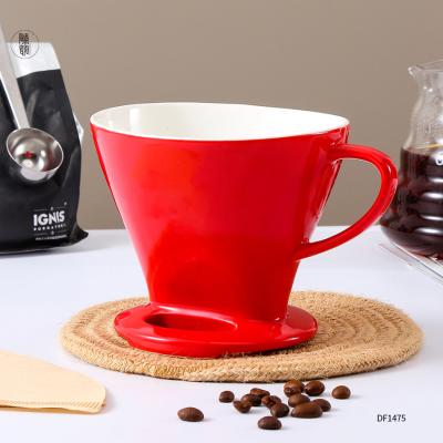 China Sustainable Single Cup Large Coffee Dripper V60 Ceramic Coffee Filter Porcelain Spill Over Coffee Brewer for sale