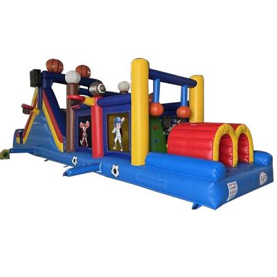 China Unisex Ball Sports Game Track Land Inflatable Obstacle Course with Bounce House and Slide for sale