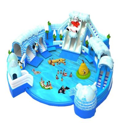 China Max Capacity 100-500kg Large Snow Kingdom Inflatable Water Park with Pool and Slides for sale