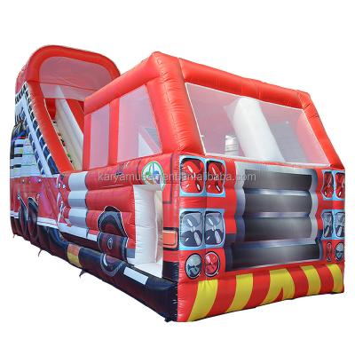 China Digital printing Popular Red Fire Truck Dry or Wet Slide for Kids and Adults for sale