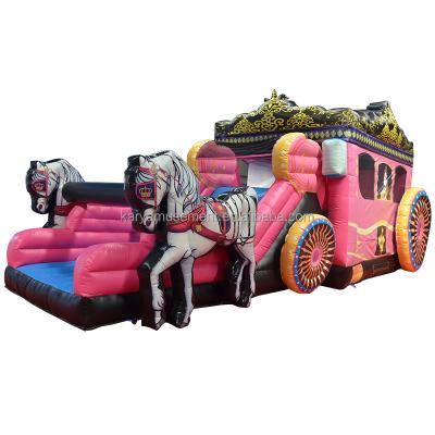 China Best PVC Princess Carriage Bouncer House Combo Inflatable Bounce Slide Pink with Blower for sale