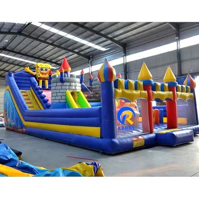 China Blue Inflatable Bouncy Castle Playground for Kids OEM Accepted Classic Cartoon Design for sale