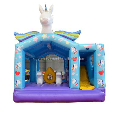 China Unisex PVC Exquisito Unicornio Rainbow Inflable Jumping Castle para el patio de recreo en venta