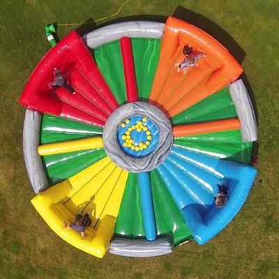 China Desata la diversión con Bungees humanos corriendo y hambrientos hipopótamos Chow Down juego inflable en venta