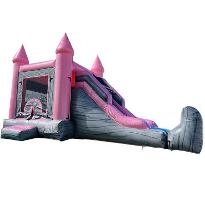 China Pink and Gray Children's Castle Inflatable Bounce House Slide Pool Combo Party Rentals for sale