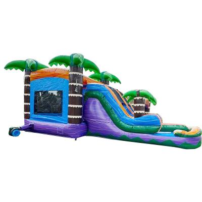 China Palm Trees Bouncy Castle with Slide PVC Inflatable Bounce House and Accessories for sale