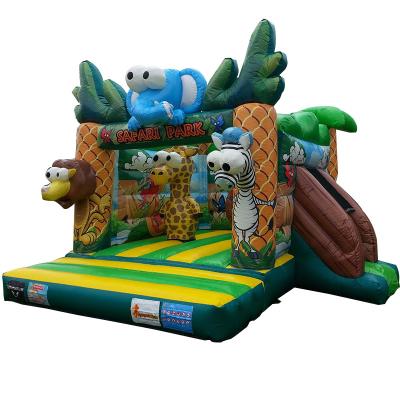 China Logotipo personalizado Impreso Mini Comercial de PVC Safari Inflable Casa de Salvadores para Niños en venta