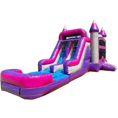 China Acceptable Commercial Purple Inflatable Bounce House with Slide Pool for sale