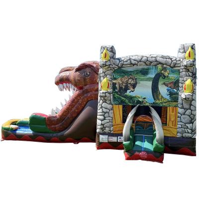 Chine Location de soirée incontournable Personnaliser Accepté Thème Jurassique Dinosaur Commercial PVC maison gonflable avec glissement à vendre