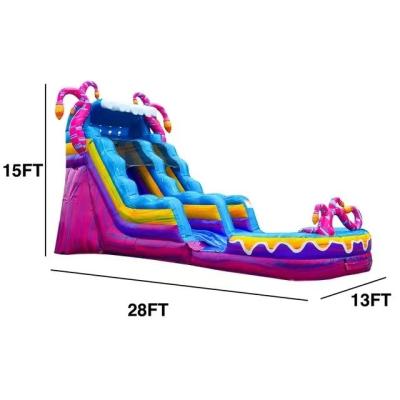 China Unisex 28ft opblaasbare waterglijbaan met zwembad en blazer nat/droog bounce house combo Te koop