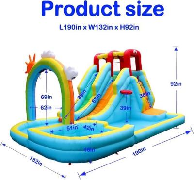 Cina Rainbow Water Curtain e Rock Climbing Inflatabile Acqua Doppio Slide Parco Gioco per bambini in vendita