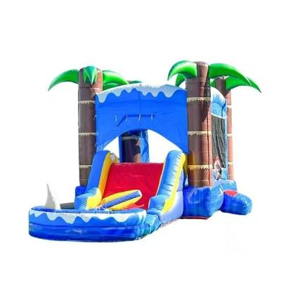 China Blower incluido Refuerzo de doble capa PVC deslizamiento de agua inflable con pared de escalada en venta