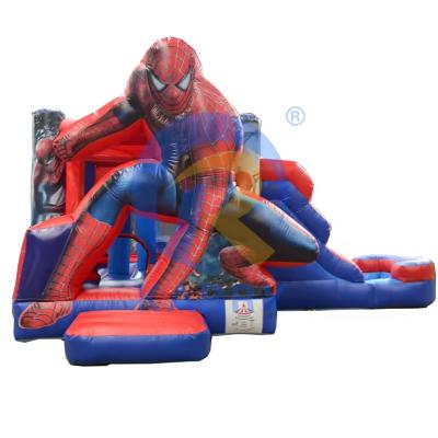 China Spiderman Castle Slide Combo mit Schwimmbad im kommerziellen aufblasbaren Vergnügungspark zu verkaufen