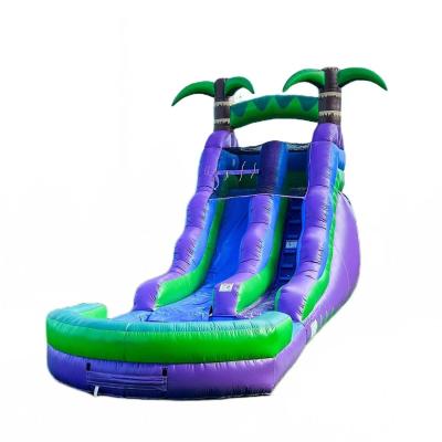 China 25ft opblaasbare waterslide met waterbad en palmboompatroon Groot springhuis Te koop