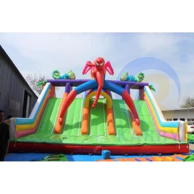 China Commercial Spiderman Bounce House Obstacle Combo Castle Inflatable Bouncer Water Slide for sale